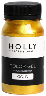 Декоративный гель для волос, лица и тела COLOR GEL Holly Professional, Gold, 100 мл