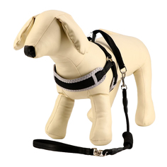 Комплект Пижон, мягкая шлейка, круглый поводок, 1х120 см с вертлюгом, размер S, чёрный