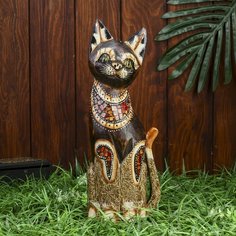 Интерьерный сувенир "Кошка с красными вставками" 30 см Sima-Land