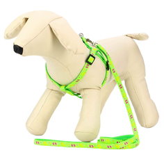 Комплект Пижон Цветные следы, ширина 1 см, поводок 120 см, шлейка 23-35 см, зелёный