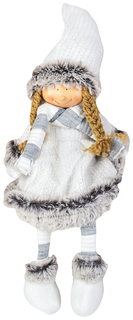 Интерьерная кукла "Девочка в белом платье и полосатом шарфике", 46 см No Brand