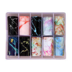 Набор переводной фольги для дизайна ногтей «Shine on», 4 × 100 см, 10 шт, мрамор 6247956 Queen Fair