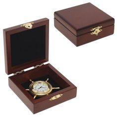 Часы настольные в деревянном футляре, L9,5 W9,5 H4,5 см 691324 No Brand