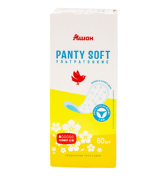 Прокладки ежедневные АШАН Красная птица Panty Soft ультратонкие 60 шт