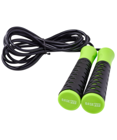 Скакалка BASEFIT RP-103 PVC, 3,05 м, с нескользящей ручкой, черный/зеленый