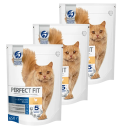 Корм сухой Perfect Fit, для домашних кошек, с курицей, 650 г х 3 шт