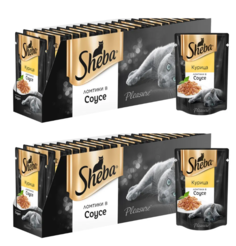 Влажный корм Sheba для взрослых кошек, ломтики в соусе, курица, 2 блока х 24 шт х 85 г