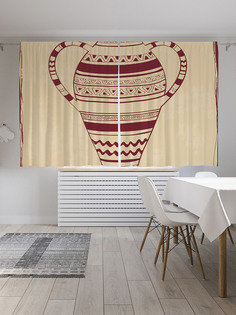 Шторы с фотопечатью "Кувшин с полосками" из сатена, 290х180 см Joy Arty