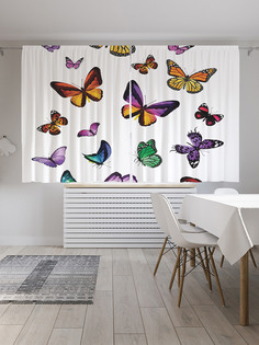 Шторы с фотопечатью "Бабочки повсюду" из сатена, 290х180 см Joy Arty