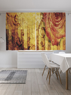 Шторы с фотопечатью "Цветочное пианино" из сатена, 290х180 см Joy Arty