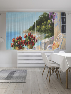 Шторы с фотопечатью "Качалка у моря" из сатена, 290х180 см Joy Arty