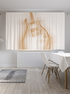 Шторы с фотопечатью "Золотистая электрогитара" из сатена, 290х180 см Joy Arty