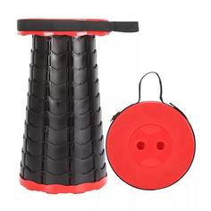 Складной телескопический пластиковый стул для туризма и отдыха Telescopic stool красный Baziator