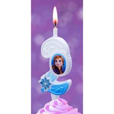 Свеча праздничная для торта фигурная Disney Фрозен цифра 2 12 см