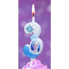 Свеча праздничная для торта фигурная Disney Фрозен цифра 3 12 см