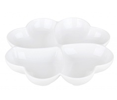 Менажница Коралл четырехсекционная с ручкой фарфор белая 20 см