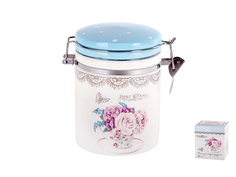 Банка для сыпучих продуктов 700 мл с клипсой Букет Коралл