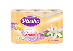Туалетная бумага Plushe Оранжевые цветы трехслойная 6 рулонов