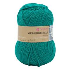Пряжа Пехорка Мериносовая 100 г, 200 м (шерсть, акрил) (511-зелёнка), 10 мотков