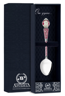 Ложка "Казанская Божья Матерь" с красной эмалью в футляре АргентА 272ЛЖ00808_красный