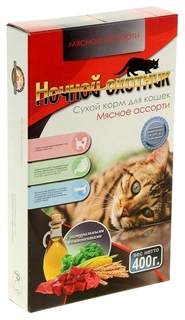 Сухой корм для кошек Ночной охотник МЯСНОЕ АССОРТИ 400г