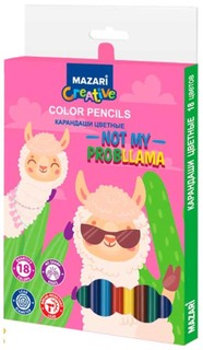 Карандаши цветные MAZARi Llama 18 шт