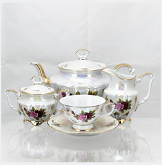 Чайный сервиз на 6 персон 15 предметов Bavarian Porcelain "Мария-Тереза Роза" 262883