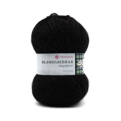 Пряжа Пехорка Великолепная 100 г, 300 м (ангора, акрил) (02-Черный), 10 мотков