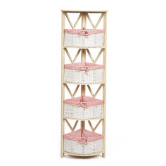 Угловая этажерка TetChair ANGULAIRE 4 ( mod. PE-05 ) слоновая кость,ткань - красная клетка