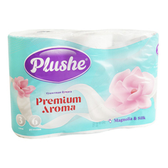 Туалетная бумага Plushe Premium aroma трехслойная 6 рулонов