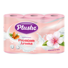 Туалетная бумага Plushe Premium Aroma Миндаль и молоко 3 слоя 6 шт