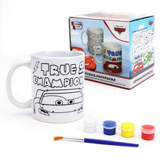 Кружка 325 мл, в наборе с красками и кисточкой, "Тачки", Настоящий чемпион, керамика ND Play