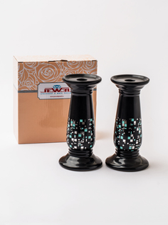 Набор подсвечников 2шт черный JEWEL Romantic 20 см (доломитовая керамика)