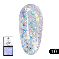 Гель-краска с глиттером, Solid Sequins color gel 5 гр, 10 Global Fashion