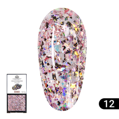 Гель-краска с глиттером, Solid Sequins color gel 5 гр, 12 Global Fashion