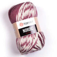 Пряжа YarnArt 7729496 Nordic 665 бордовый, розовый, белый