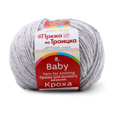 Пряжа из Троицка Кроха 50 г, 135 м (меринос, акрил) (386 светло-серый меланж), 10 мотков