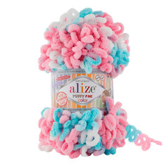 Пряжа Alize Puffy Fine Color 100 г, 14,5 м (100% микрополиэстер) (6377), 5 мотков