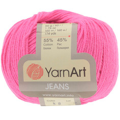 Пряжа YarnArt Jeans, 50 г, 160 м (хлопок, полиакрил) (59 малиновый), 10 мотков