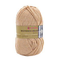 Пряжа Пехорка Мериносовая 100 г, 200 м (шерсть, акрил) (124 песочный), 10 мотков