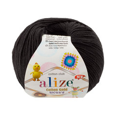 Пряжа Alize Cotton Gold Hobby new 50г, 165м (хлопок, акрил) (60 черный), 10 мотков