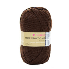 Пряжа Пехорка Мериносовая 100 г, 200 м (шерсть, акрил) (251-Коричневый), 10 мотков