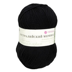Пряжа Пехорка Австралийский меринос, 100 г, 400 м (02-Черный), 5 мотков