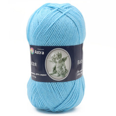 Пряжа Astra Premium Детская, 90 г, 270 м (шерсть меринос) (015 голубой), 3 мотка