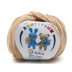 Пряжа Astra Premium Амигуруми, 50 г, 175 м (100% акрил) (170 арахис), 6 мотков