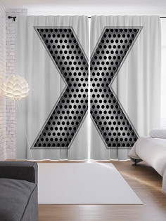Шторы с фотопечатью "Алюминиевая x" из сатена, 290х265 см Joy Arty