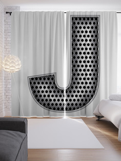 Шторы с фотопечатью "Алюминиевая j" из сатена, 290х265 см Joy Arty