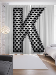 Шторы с фотопечатью "Алюминиевая k" из сатена, 290х265 см Joy Arty