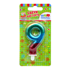 Свеча праздничная Микрос цифра 9 радужная 7 см