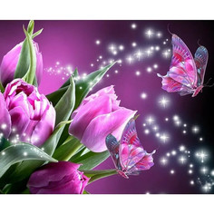 Картина мозаикой Molly Розовые тюльпаны KM0927, 17 цветов, 15х20 см